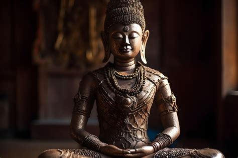 Una Estatua Dorada De Un Buda En El Templo Foto Premium