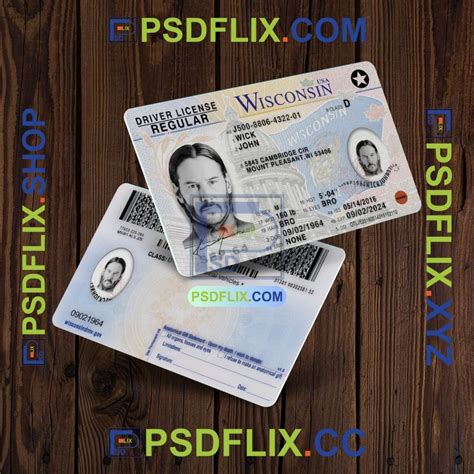 Wisconsin Driver License Psd Template V2 Psd Hut