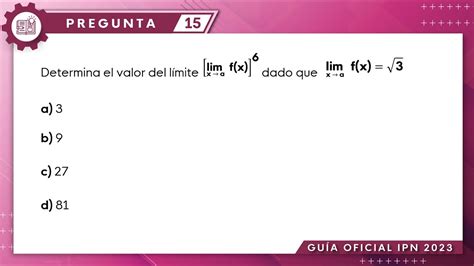 Guía IPN 2023 Cálculo Diferencial Pregunta No 15 YouTube