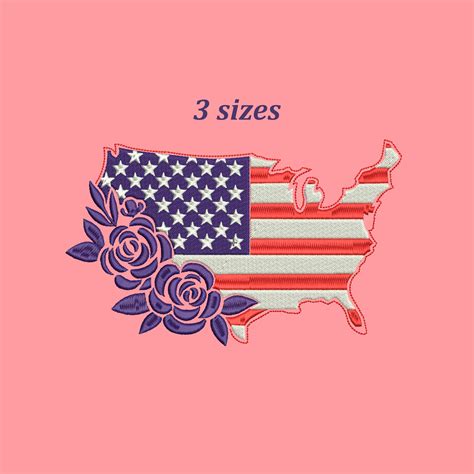 American Flag Machine Embroidery Design Usa Flag Design Etsy