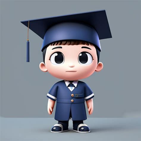 Premium Photo 3d School Going Cute Student Cartoon Character Wearing Cap