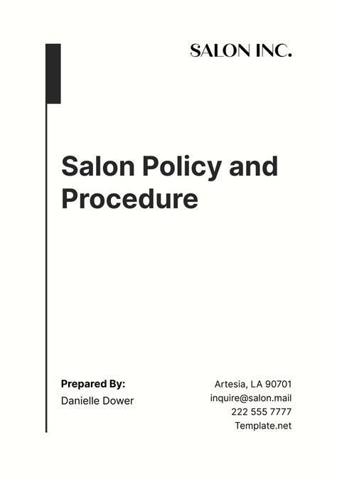 Salon Policy And Procedure Template Edit Online And Download Example