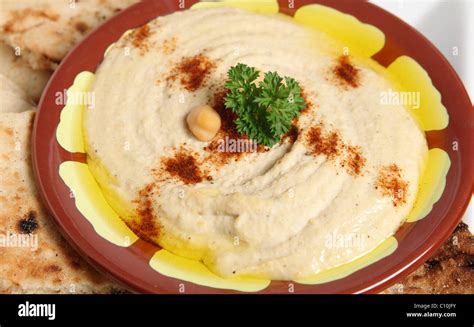 The Traditional Middle Eastern Chickpea Dip Hummus With Tahini Served