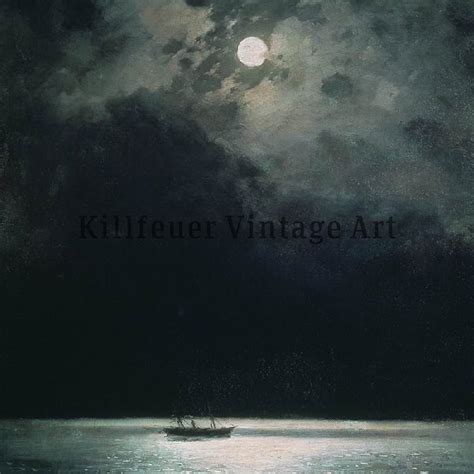 Dark Ocean Painting, Black Sea Painting, Moody Ocean Art, Moonlit Sea ...