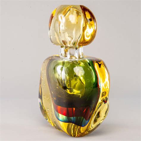 Large Amber Colored Murano Glass Sommerso Perfume Bottle At 1stdibs Colorful Bottle Perfume