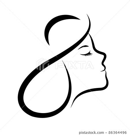 Female face line art. Outline drawing icon... - Stock Illustration ...