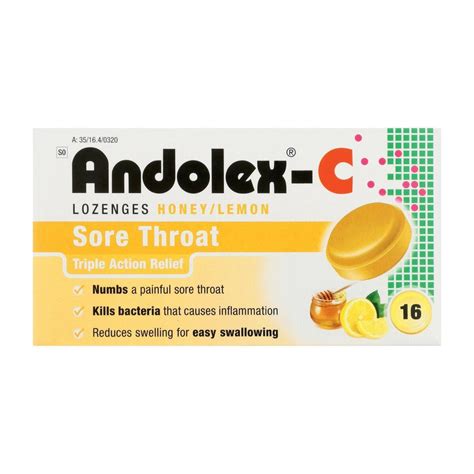 Andolex C Lozenges 16s Honeylemon Zimseller Pharmacy