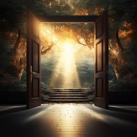 Premium Ai Image Open Door With Bright Light Outside