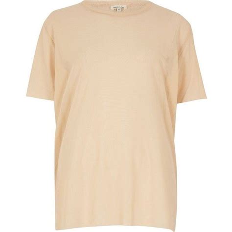 River Island Nude Oversized Mesh T Shirt 28 Liked On Polyvore Featuring Tops T Shirts Nude
