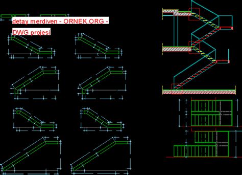 Detay Merdiven Dwg Projesi Autocad Projeler