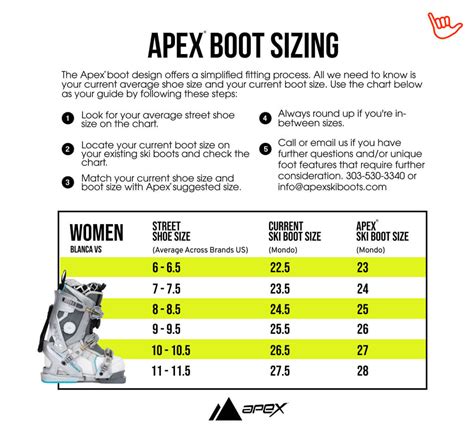 Size Guide - Women's – APEX SKI BOOTS