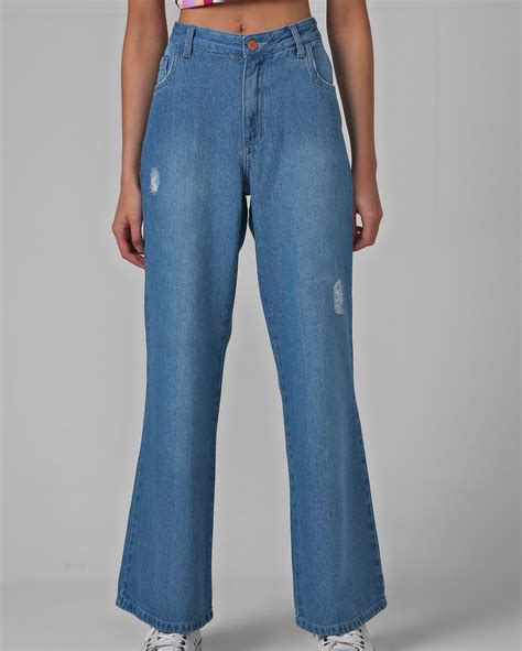 Riachuelo Cal A Jeans Juvenil Wide Leg Denim Claro Y C By Riachuelo