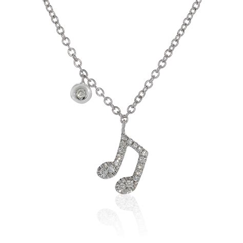 18ct White Gold Diamond Musical Note Necklace Cerrone