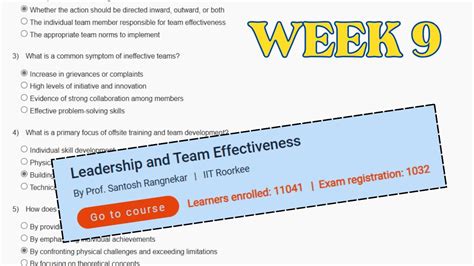 Leadership And Team Effectiveness Week 9 Assignment Answers