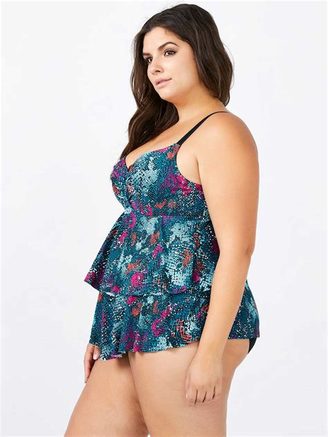 Sea Printed Ruffled Tankini Swim Top Penningtons