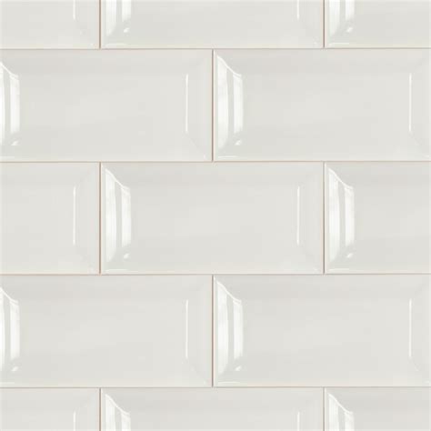 Basic 3x6 Beveled White Ceramic Tile