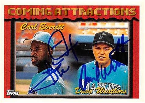 Carl Everett & Dave Weathers autographed baseball card (Florida Marlins ...