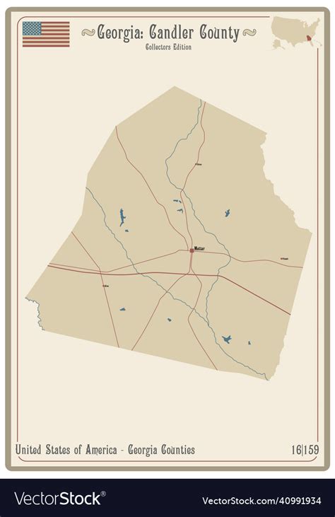 Map of candler county in georgia Royalty Free Vector Image