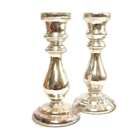 Antique Mercury Glass Candlesticks Victorian Classic Style Etsy