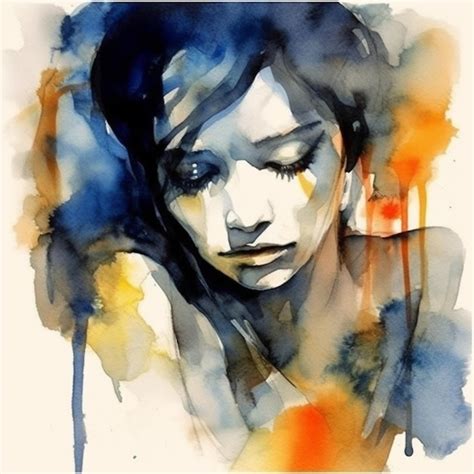 Premium Photo | Painting of a woman with a sad look on her face ...