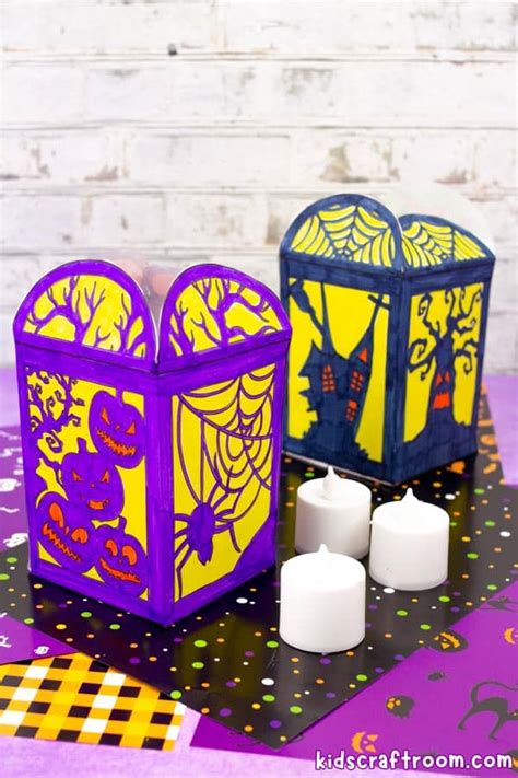 Easy Paper Halloween Lanterns For Kids (Free Printable) - Kids Craft Room