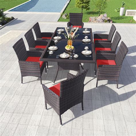 Amazon Kullavik 10 Piece Outdoor Dining Set All Weather Wicker