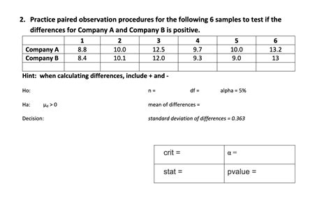 Answered 2 Practice Paired Observation… Bartleby