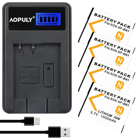 AOPULY BN1 NP BN1 Battery LCD USB Charger For Sony Digital Camera