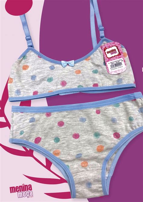 Kit Conjunto Lingerie Infantil Juvenil Cotton Luxo Atacado Mercado