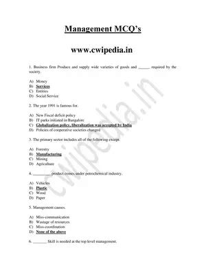 Management Mcqs With Answers Pdf Instapdf