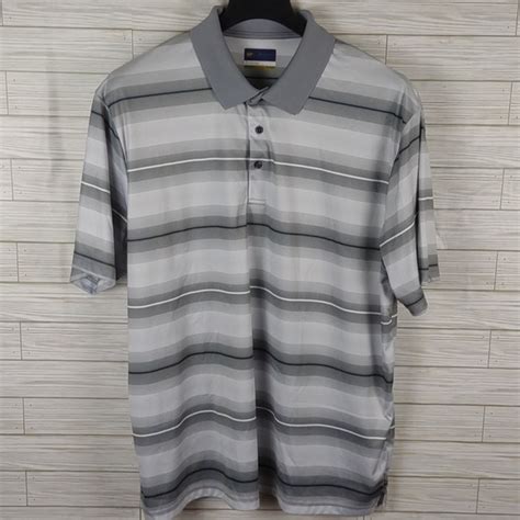 Jack Nicklaus Shirts Jack Nicklaus Gray White Stripe Stay Dri Golf Polo Shirt Mens Xxl Euc