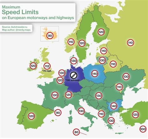 Maximum Speed Limits on European Motorways and Highways : r/europe