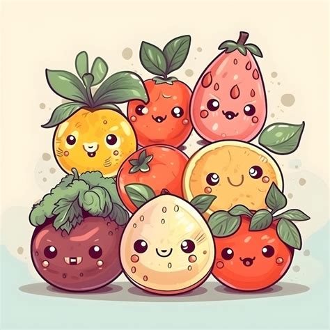 Legumes E Frutas Personagens De Desenhos Animados Fofos Foto Premium