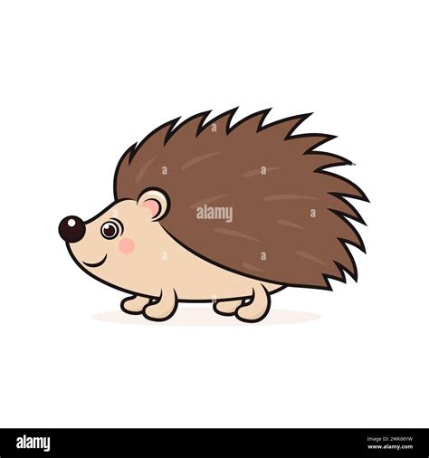 Flat Vector Cute Hedgehog. Little Hedgehog Icon. Adorable Walking Hedgehog Cartoon Character ...