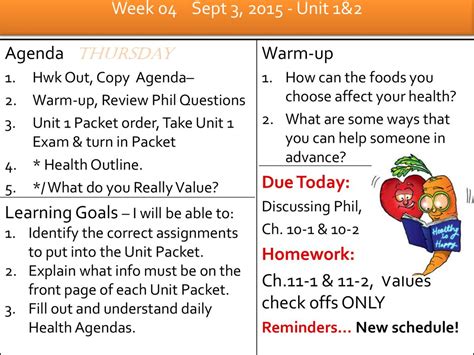 Week 04 August 31 Unit 1 Your Health Ppt Download