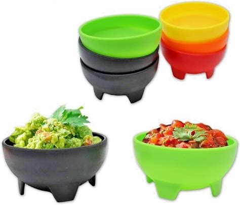 4 Pc Bpa Free Plastic Salsa Bowl Set Mexican Chips Guacamole Dips Bowls