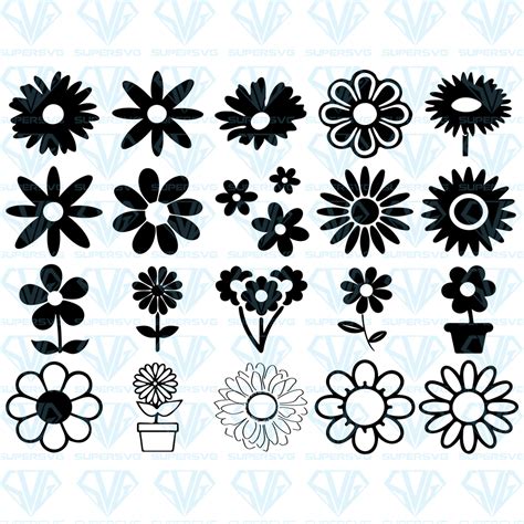 Free 164 Daisy Flower Silhouette Svg SVG PNG EPS DXF File