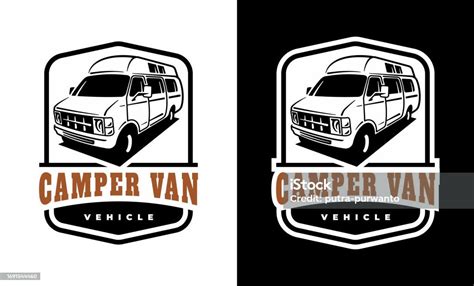 Rv Recreational Vehicle Badge Design Camper Van Motorhome Vector Emblem