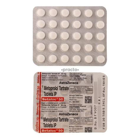 Astrazeneca Betaloc 50 Mg, Prescription, Tablet at Rs 115.47/strip in New Delhi