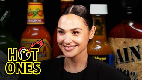 Gal Gadot Does A Spit Take While Eating Spicy Wings Hot Ones Youtube