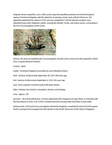 Magellan Elcano Report Magellan Elcano Expedition Was A 16th Century Spanish Expedition