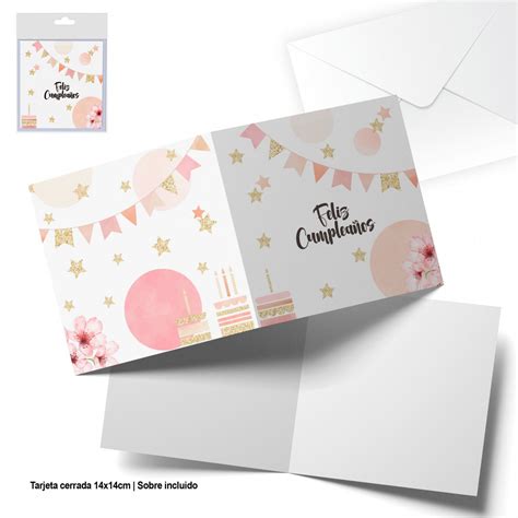 Carte De Voeux Carrée Aquarelle Et Paillettes Dorées Joyeux Anniversaire