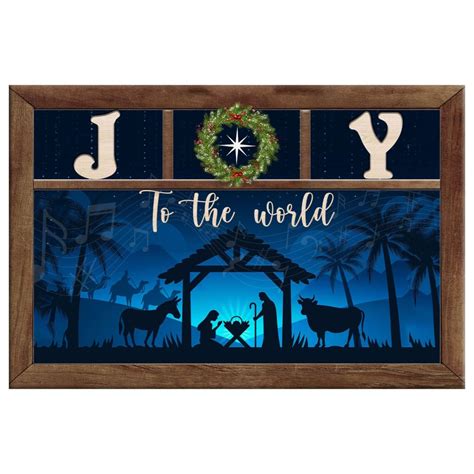 Nativity Scene, Joy to the World Wall Art Canvas, Christmas Wall Decor ...