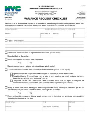 Fillable Online Ww W Nycppf VARIANCE REQUEST CHECKLIST NYC Gov Ww W