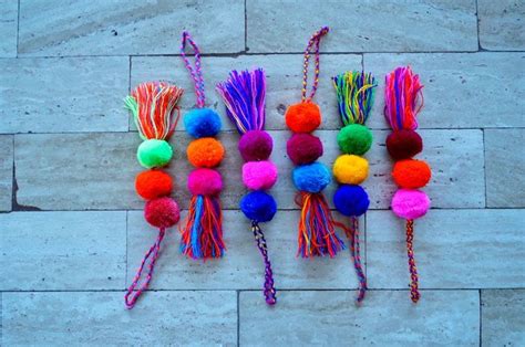 Colorful Pom Pom Tassels Bag Swag Handmade Colorful Tassel For Baskets Bags Tassel Decoration