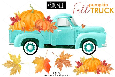 Fall Vintage TRUCK With Pumpkins PNG Graphic By Roomie Creative Fabrica