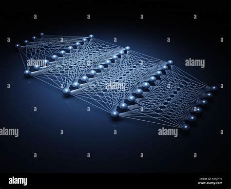 Deep Red Neuronal Artificial Estructura Ilustración Digital Con El Esquema De Color Azul