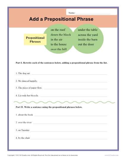 Add Prepositional Phrases Ela Worksheets Splashlearn Worksheets