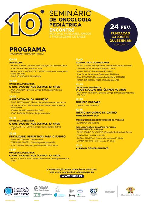 10º Seminário de Oncologia Pediátrica 24 Fev 2024 Lisboa Fundação