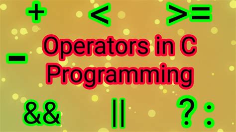 Operators In C Programming Youtube